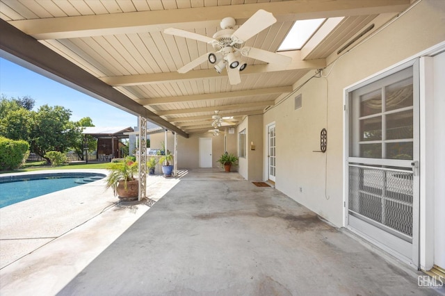 7858 Stine Rd, Bakersfield, CA 93313 - view of patio / terrace with an outdoor pool and a ceiling fan