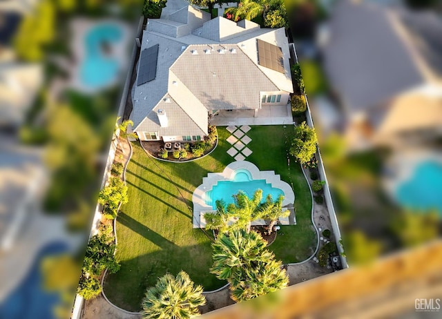 12504 Crown Crest Dr, Bakersfield, CA 93311 - aerial view of property and surrounding area featuring a pool area