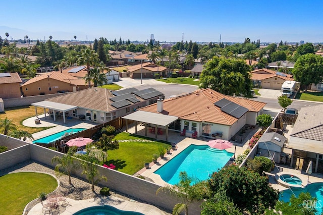 5512 Sicily Ct, Bakersfield, CA 93308 - aerial perspective of suburban area featuring a pool