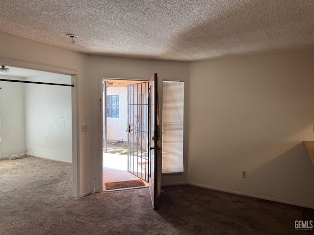 entrance foyer featuring carpet and a textured ceiling