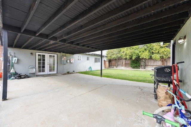 view of patio / terrace with area for grilling and french doors