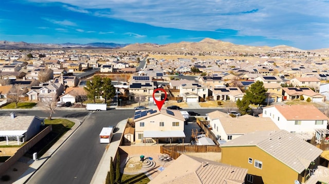 aerial view featuring a residential view and a mountain view