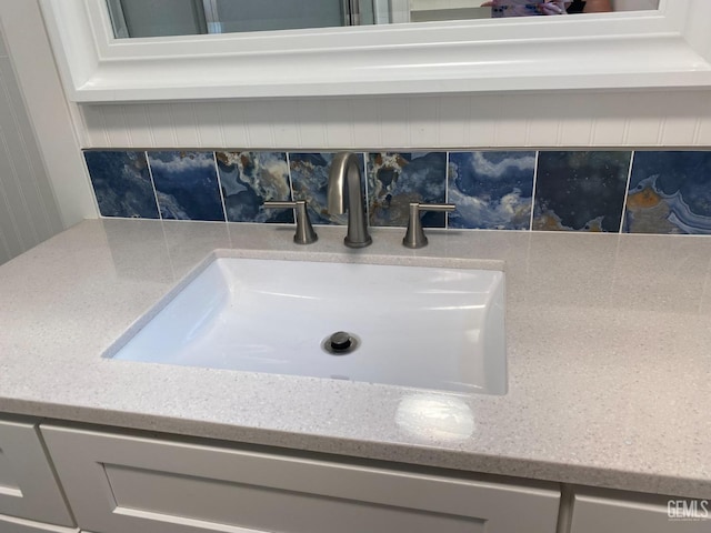 2104 B St, Bakersfield, CA 93301 - bathroom view of vanity and decorative backsplash