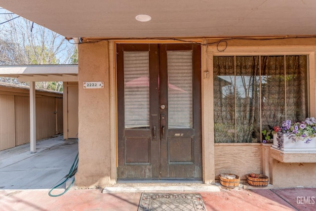 2104 B St, Bakersfield, CA 93301 - doorway to property with french doors and stucco siding