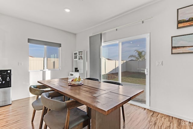 dining area featuring light hardwood / wood-style floors and a wealth of natural light