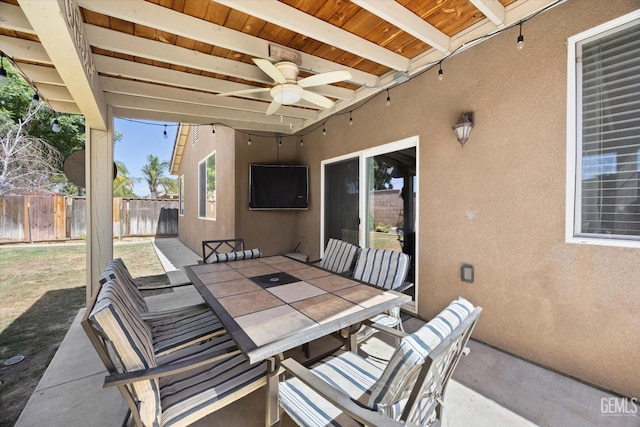 9318 Poseidon St, Bakersfield, CA 93306 - view of patio / terrace featuring ceiling fan and outdoor dining space