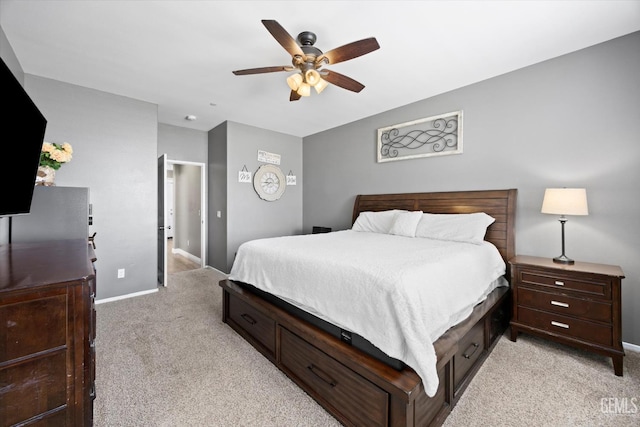 9318 Poseidon St, Bakersfield, CA 93306 - bedroom featuring light colored carpet and a ceiling fan