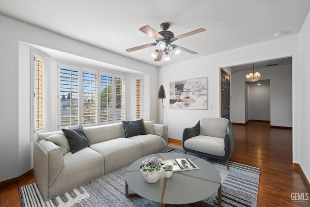 631 Faversham Way, Bakersfield, CA 93311 - living area featuring ceiling fan, wood finished floors, and a chandelier
