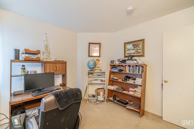 office space with light colored carpet