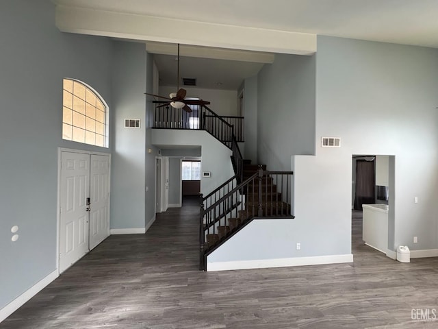 6100 Aruba Ct, Bakersfield, CA 93313 - entrance foyer featuring visible vents, ceiling fan, and stairway