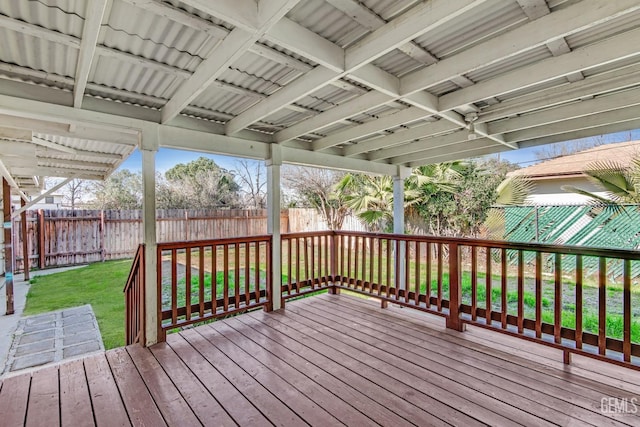 wooden deck with a yard