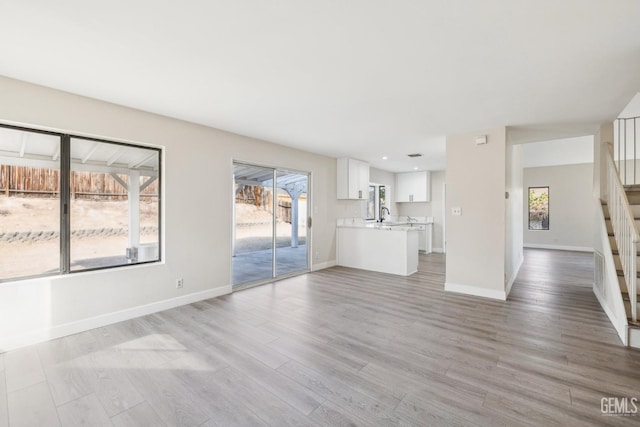 unfurnished living room featuring light hardwood / wood-style floors