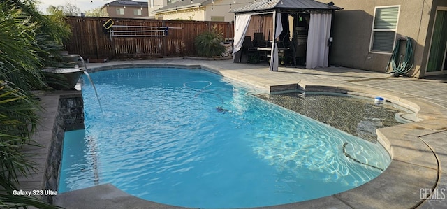 9211 Woodbrook Dr, Shafter, CA 93263 - view of pool featuring a fenced backyard, a gazebo, a patio, and a fenced in pool