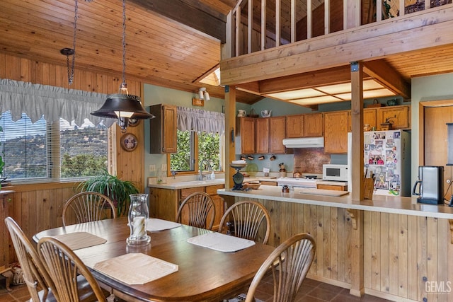 25001 Cannonero Ct, Tehachapi, CA 93561 - dining area featuring wooden ceiling and wooden walls