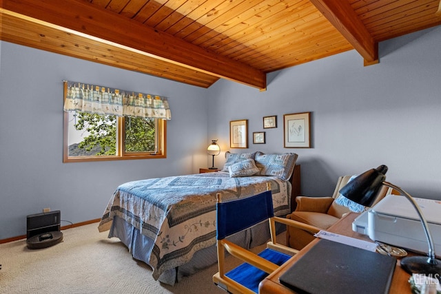 25001 Cannonero Ct, Tehachapi, CA 93561 - bedroom featuring a wooden ceiling with exposed beams and carpet flooring