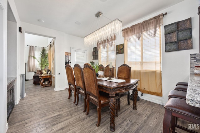 dining room with wood-type flooring