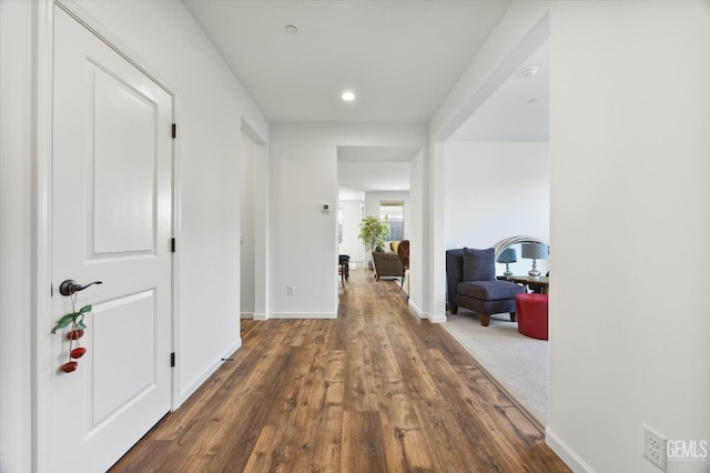 hall featuring dark hardwood / wood-style floors