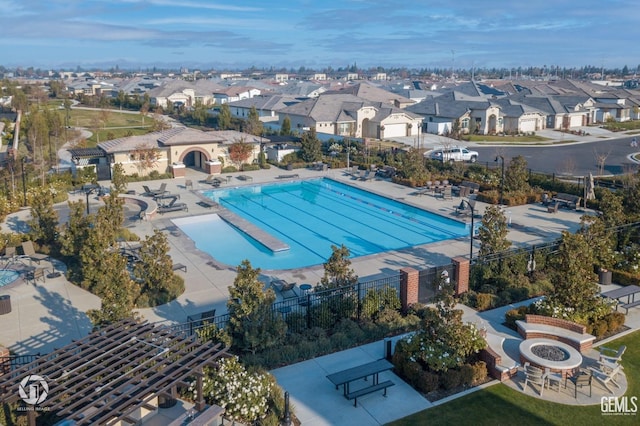 12703 Fairlawn Dr, Bakersfield, CA 93311 - aerial view of residential area featuring a pool area