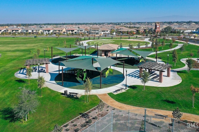 surrounding community with a residential view and a gazebo