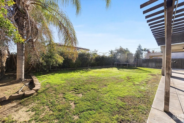 view of yard featuring a trampoline