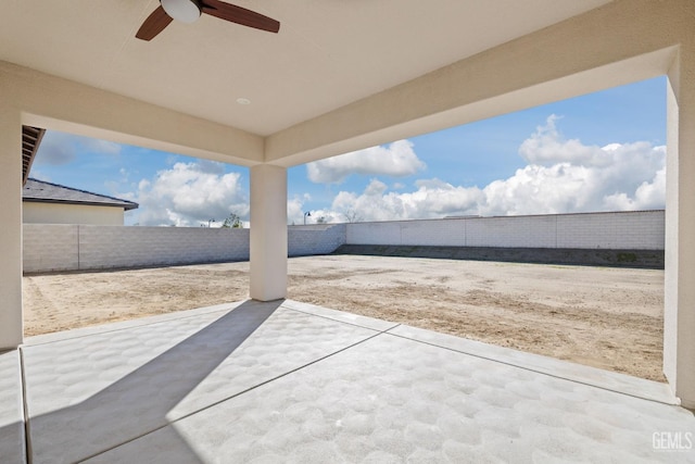 view of patio / terrace with ceiling fan