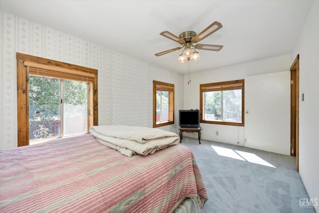 45071 Forest Dr, Posey, CA 93260 - bedroom with carpet floors, access to outside, and a ceiling fan