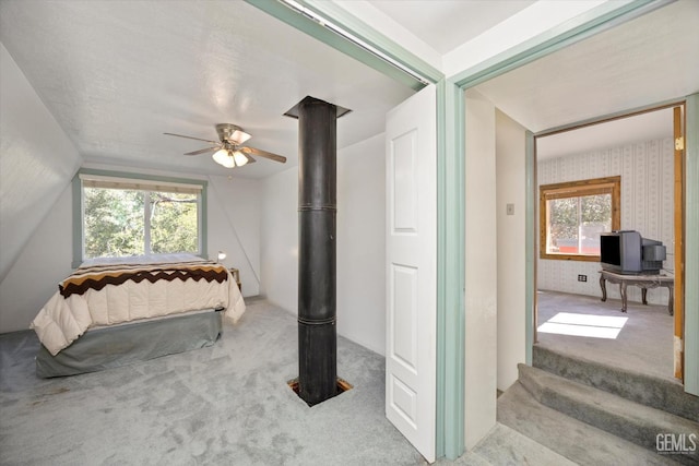 45071 Forest Dr, Posey, CA 93260 - carpeted bedroom featuring wallpapered walls and a ceiling fan