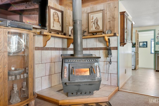 45071 Forest Dr, Posey, CA 93260 - detailed view of a wood stove and baseboards