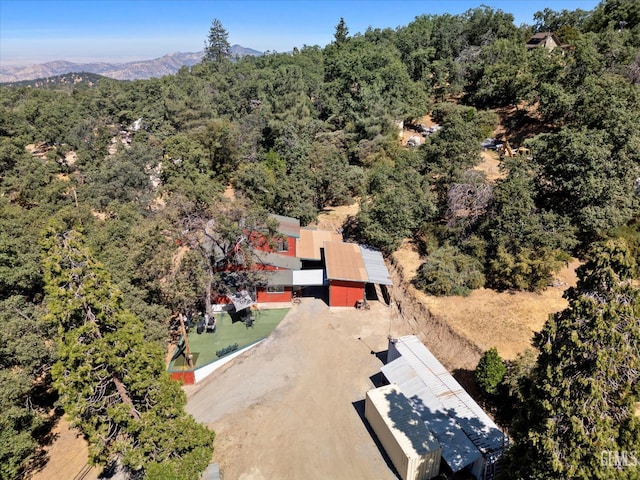45071 Forest Dr, Posey, CA 93260 - aerial view of property and surrounding area featuring a heavily wooded area and mountains
