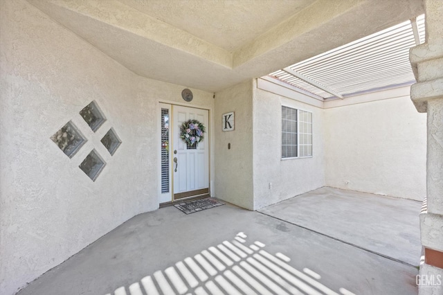 7601 Live Oak Way, Bakersfield, CA 93308 - entrance to property with stucco siding and a patio area
