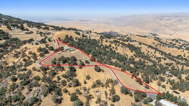 birds eye view of property featuring a mountain view