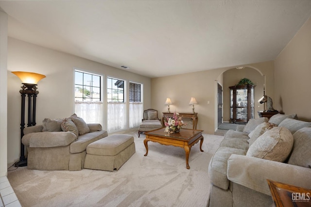 view of tiled living room