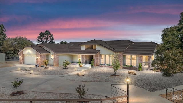 view of front of house with a garage