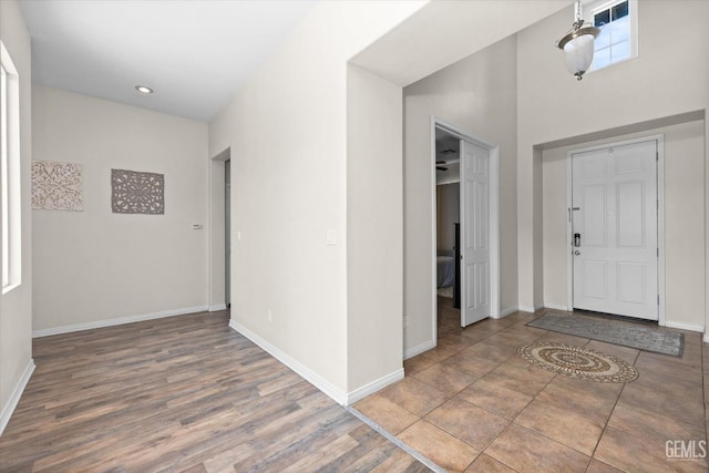 foyer entrance featuring hardwood / wood-style floors