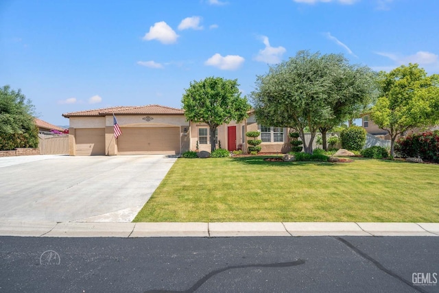 6315 Veronese Ct, Bakersfield, CA 93306 - view of front of property with an attached garage, stucco siding, concrete driveway, and a tile roof