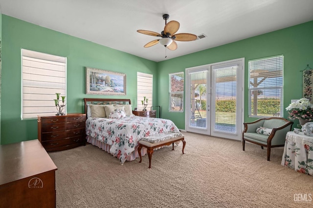 6315 Veronese Ct, Bakersfield, CA 93306 - carpeted bedroom featuring access to outside and a ceiling fan
