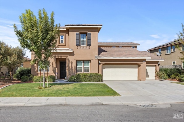 mediterranean / spanish home featuring a front lawn