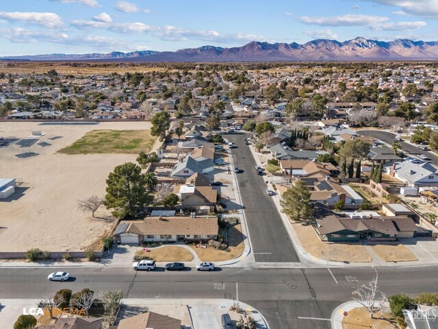 drone / aerial view with a mountain view