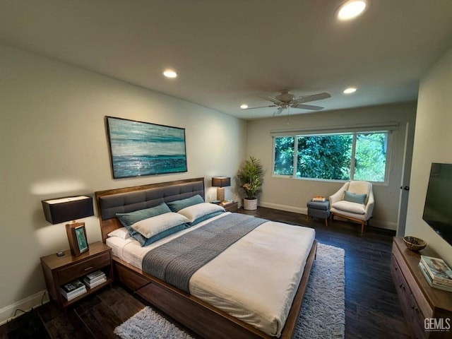 7009 Quailwood Dr, Bakersfield, CA 93309 - bedroom featuring recessed lighting, wood finished floors, and ceiling fan