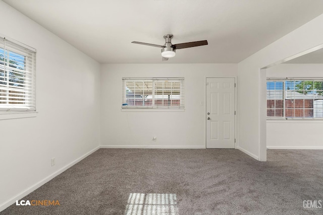 2109 Custer Ave, Bakersfield, CA 93304 - carpeted empty room with healthy amount of natural light, a ceiling fan, and baseboards