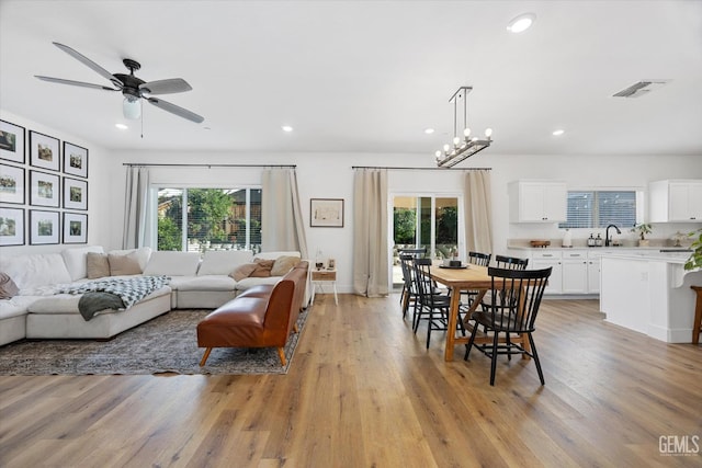 9642 Silver Falls Ln, Shafter, CA 93263 - living area with healthy amount of natural light, recessed lighting, light wood finished floors, and a ceiling fan