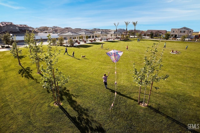 view of property's community with a yard and a residential view