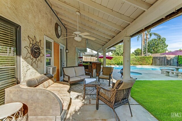 7701 Shetland Dr, Bakersfield, CA 93309 - view of patio with an outdoor living space and ceiling fan