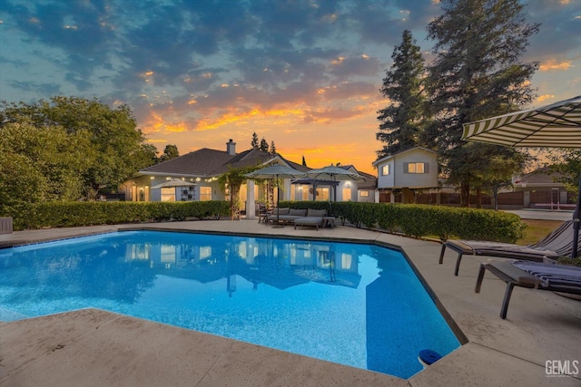 6707 Park W Cir, Bakersfield, CA 93308 - view of pool featuring a patio area, a gazebo, and an outdoor hangout area