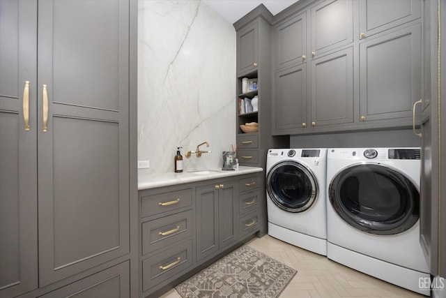 6707 Park W Cir, Bakersfield, CA 93308 - laundry area with cabinet space and washer and dryer