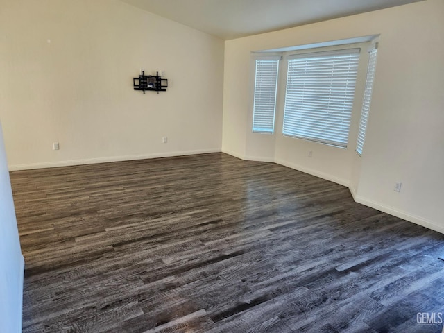 unfurnished room featuring dark wood-type flooring