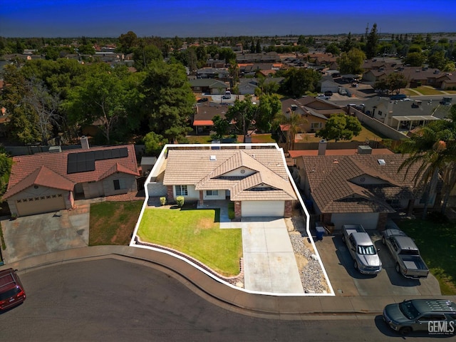 4715 Peacock Ct, Bakersfield, CA 93313 - aerial perspective of suburban area featuring property parcel outlined