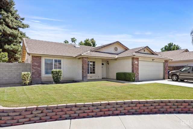 4715 Peacock Ct, Bakersfield, CA 93313 - single story home with an attached garage, stucco siding, concrete driveway, a tile roof, and brick siding