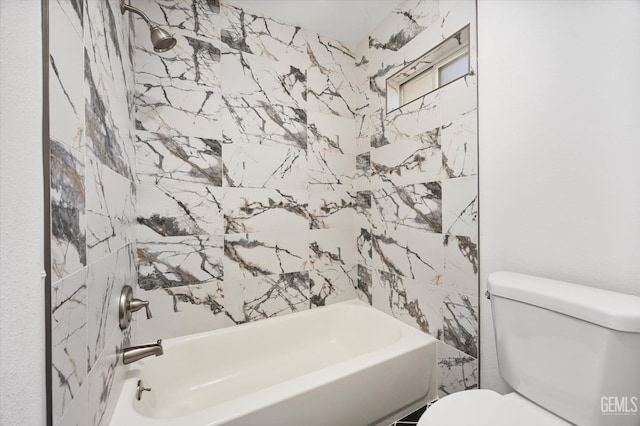 full bath with toilet and bathing tub / shower combination