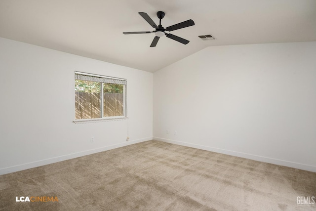 6905 Gwenivere Ct, Bakersfield, CA 93313 - carpeted empty room featuring ceiling fan and vaulted ceiling